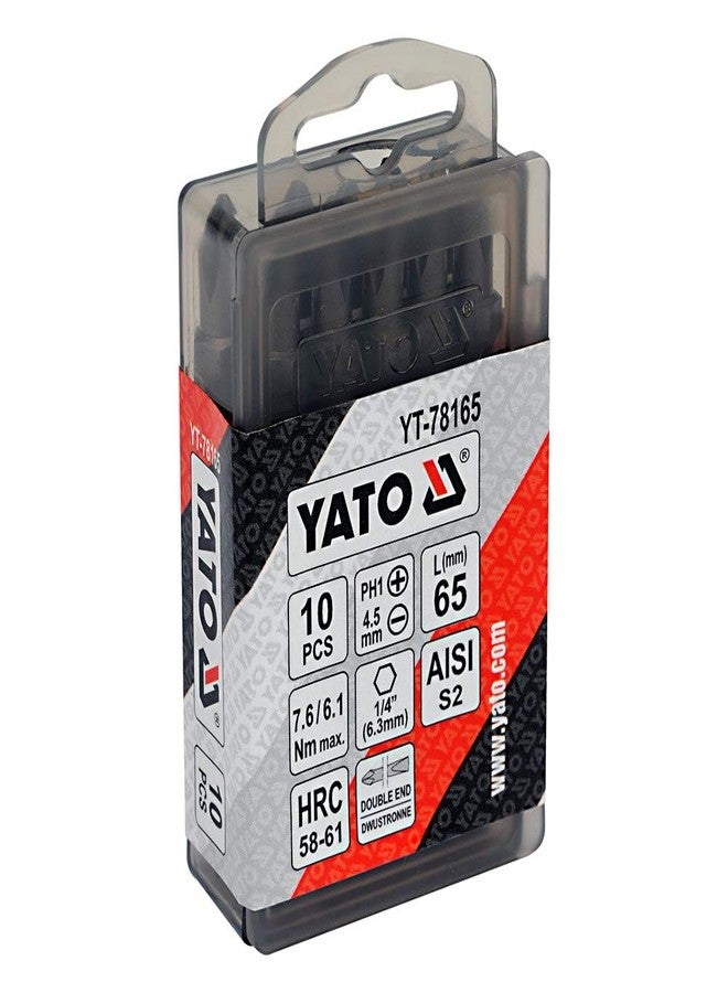 Yato YT-78165 De Screwdriver Bits 1/4Inch X65 mm Ph1-4,5mm 10 Pcs |Power Tools|hand Tools|Industrial Tools|Screwdriver for Home, multicolour - Image 2